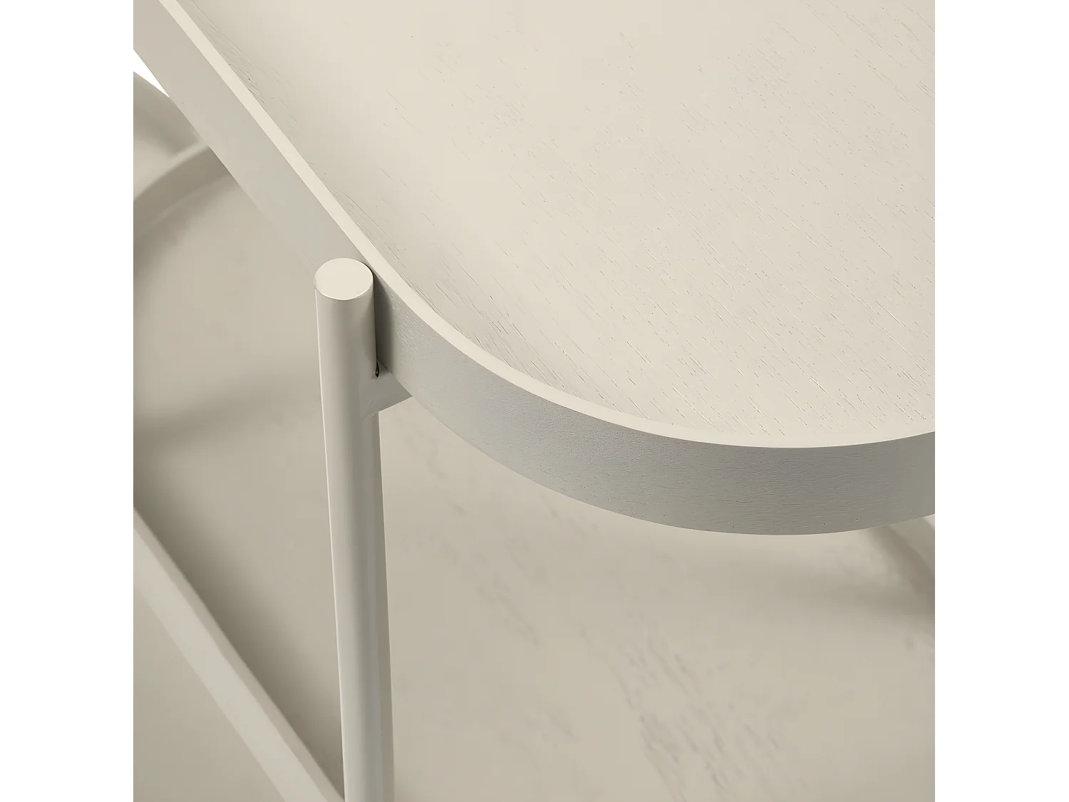 Noan - Console ovale en bois et métal L90cm - Beige