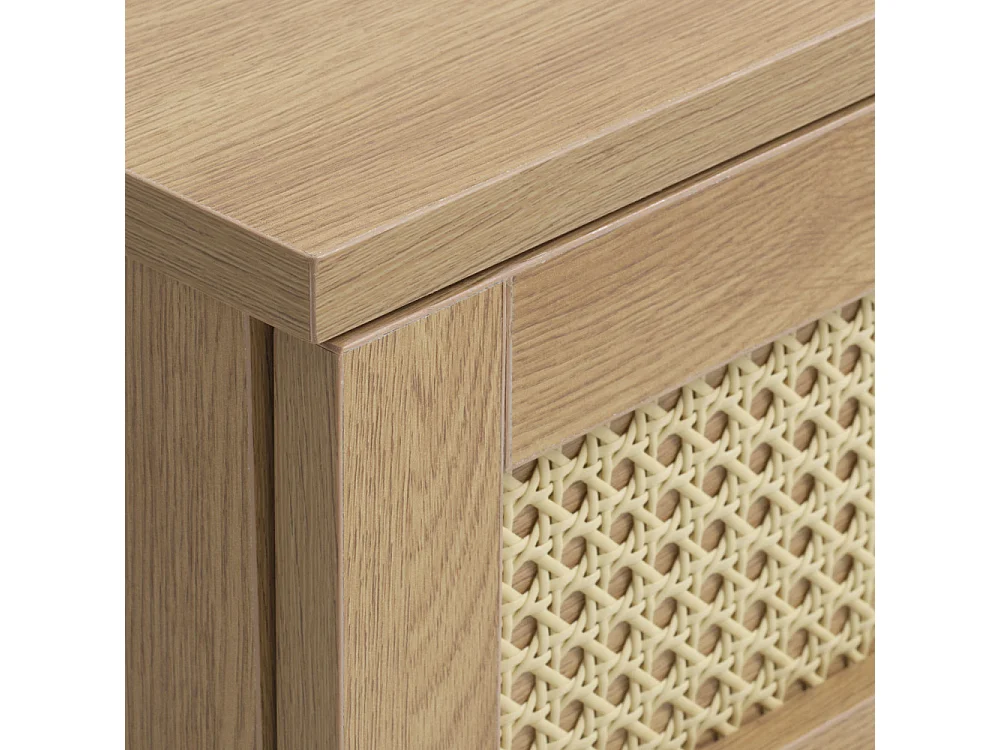 Rinto - Meuble TV 2 portes 2 niches en bois et métal L120cm - Bois clair