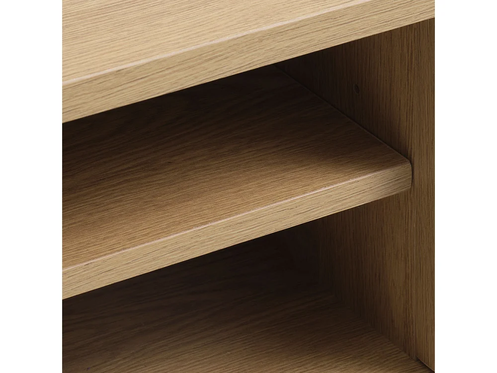 Rinto - Meuble TV 2 portes 2 niches en bois et métal L120cm - Bois clair