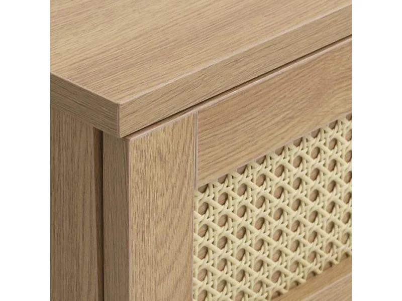 Rinto - Meuble TV 2 portes 2 niches en bois et métal L120cm - Bois clair