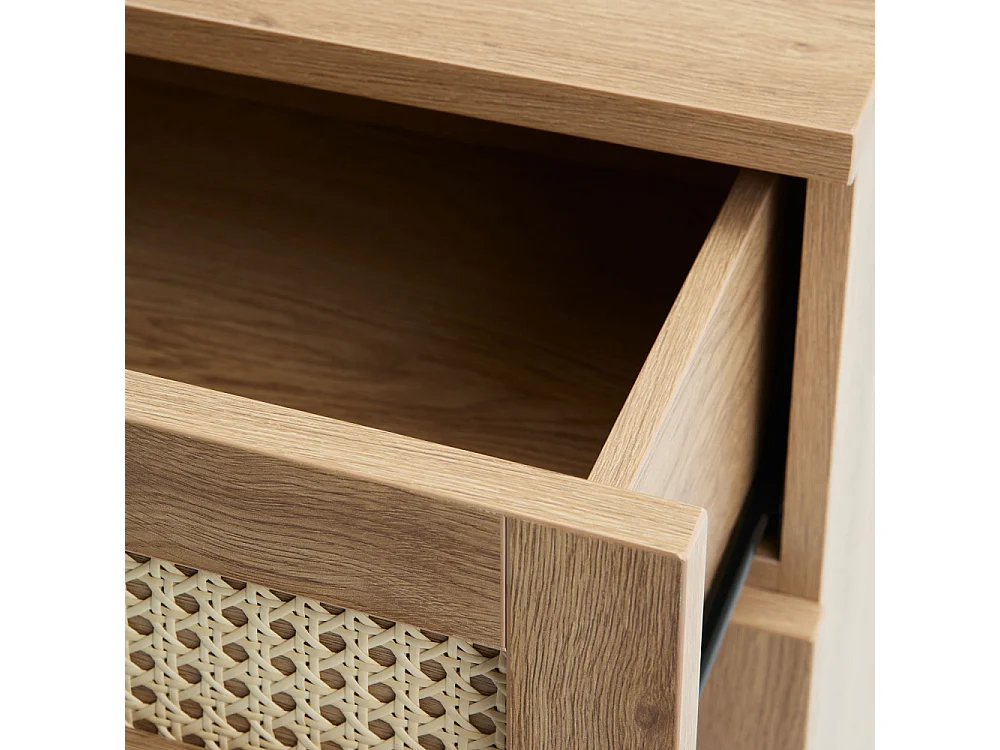 Rinto - Commode 3 tiroirs en bois et métal L80cm - Bois clair