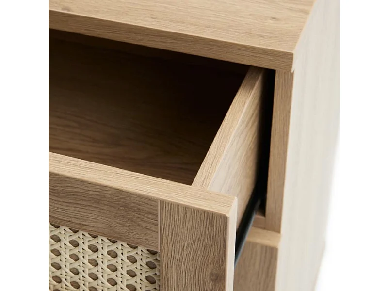 Rinto - Commode 3 tiroirs en bois et métal L80cm - Bois clair