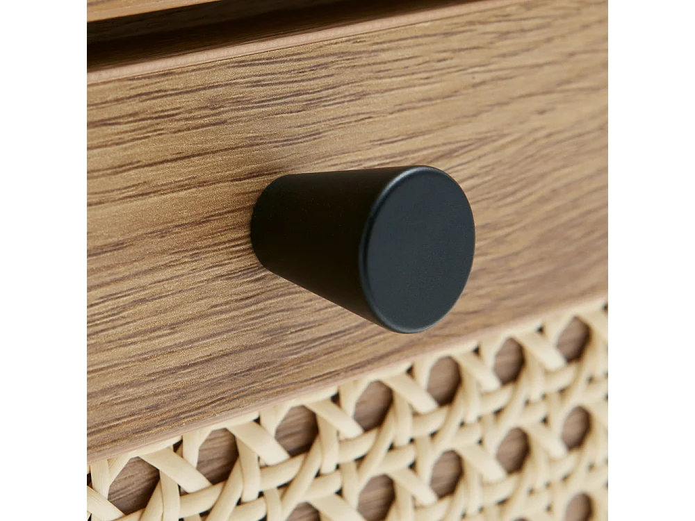 Rinto - Commode 3 tiroirs en bois et métal L80cm - Bois clair