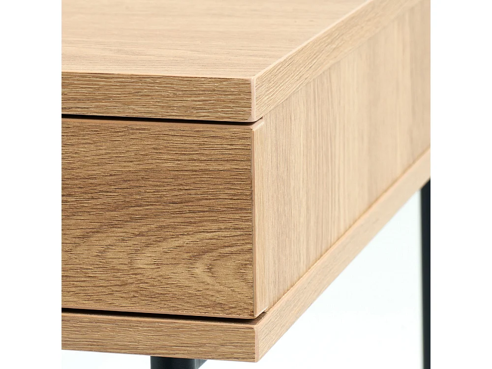 Rinto - Bureau 1 tiroir 1 niche en bois et métal L120cm - Bois clair