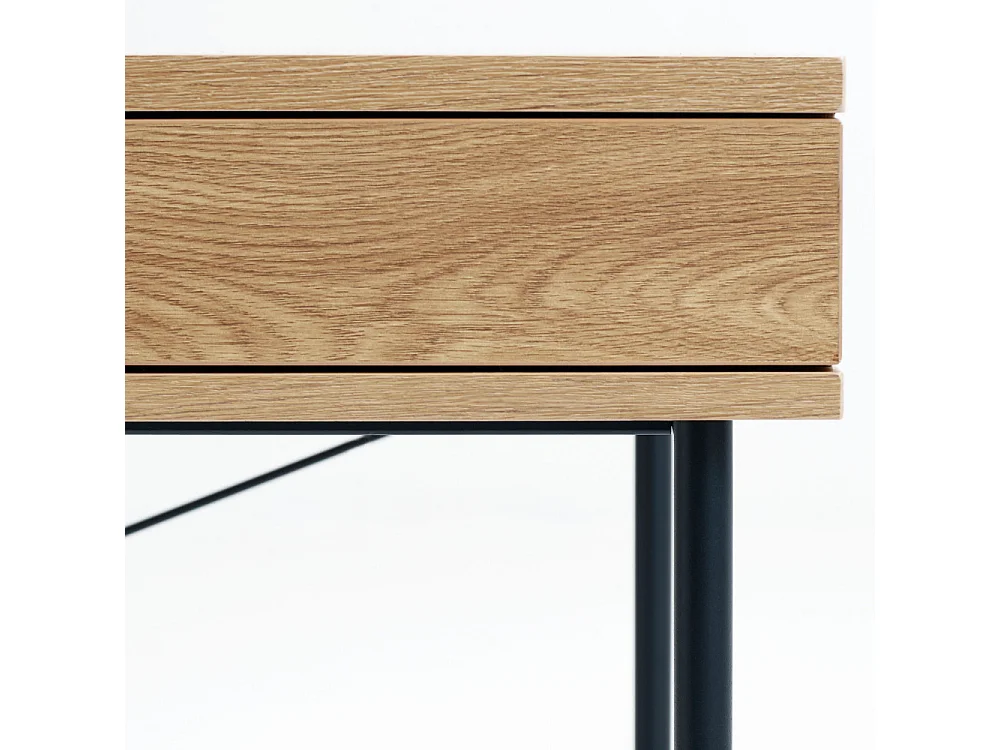 Rinto - Bureau 1 tiroir 1 niche en bois et métal L120cm - Bois clair