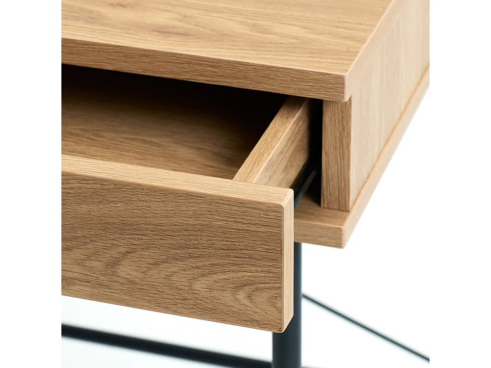 Rinto - Bureau 1 tiroir 1 niche en bois et métal L120cm - Bois clair