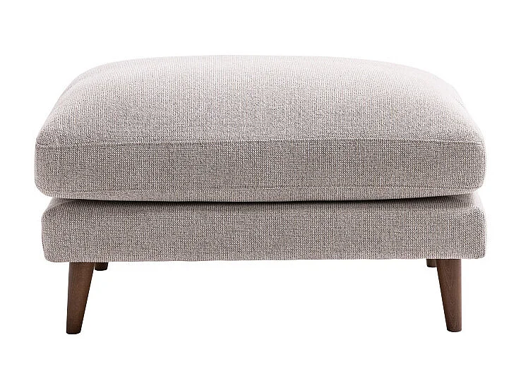 Villabon - Pouf en tissu pieds bois foncé - Naturel chiné