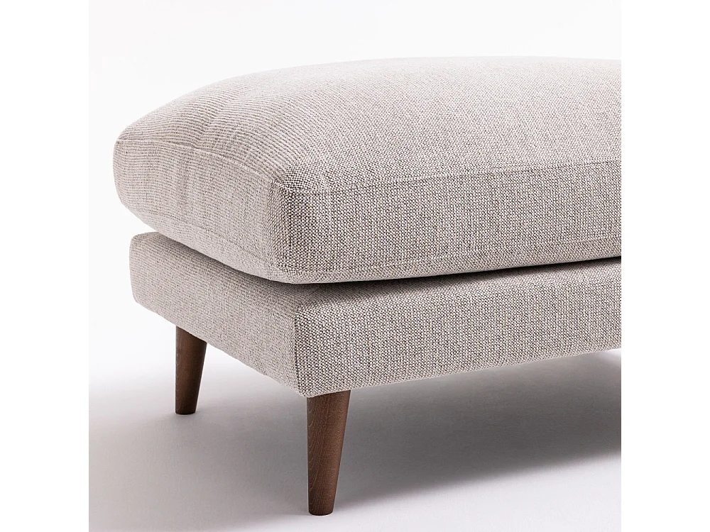 Villabon - Pouf en tissu pieds bois foncé - Naturel chiné