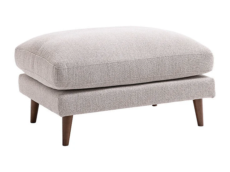 Villabon - Pouf en tissu pieds bois foncé - Naturel chiné