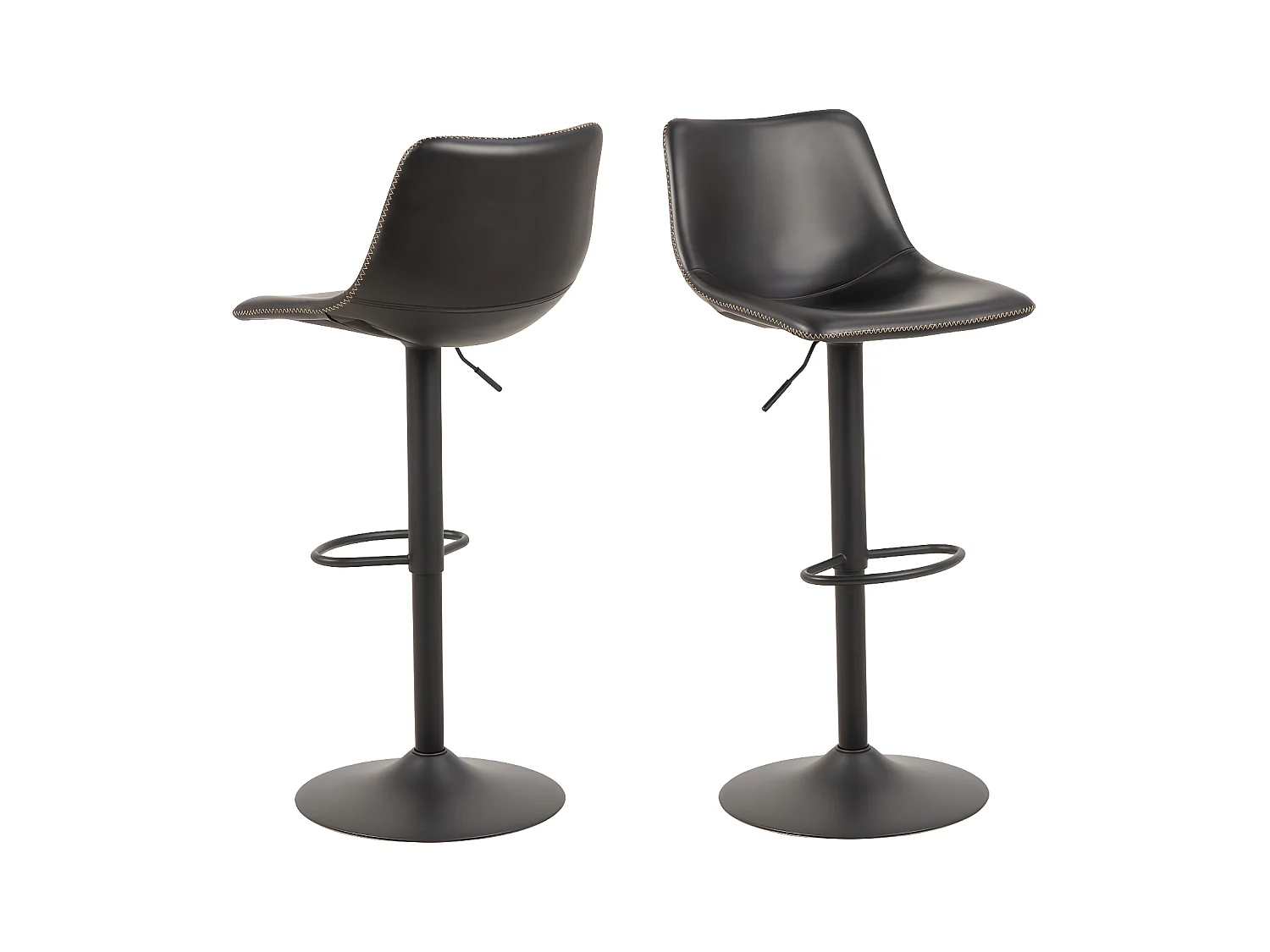 Anartia - Tabouret de bar réglable en simili et métal H61-83cm - Noir