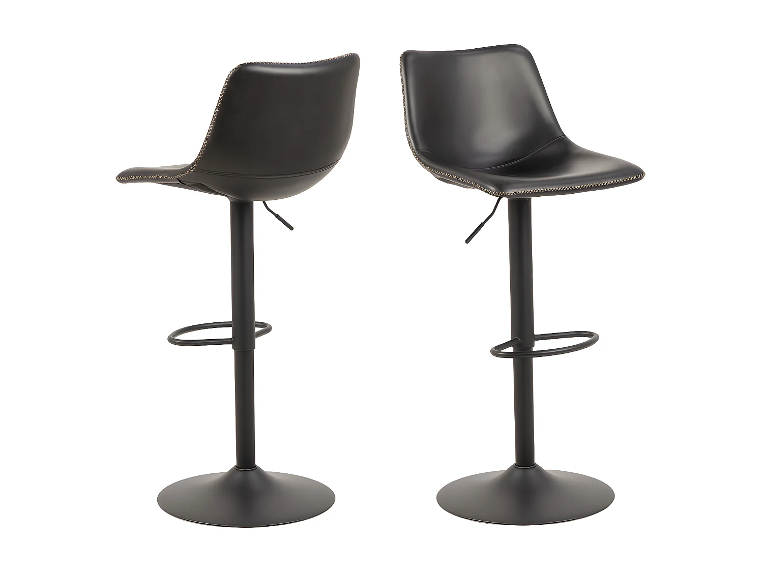 Anartia - Tabouret de bar réglable en simili et métal H61-83cm - Noir