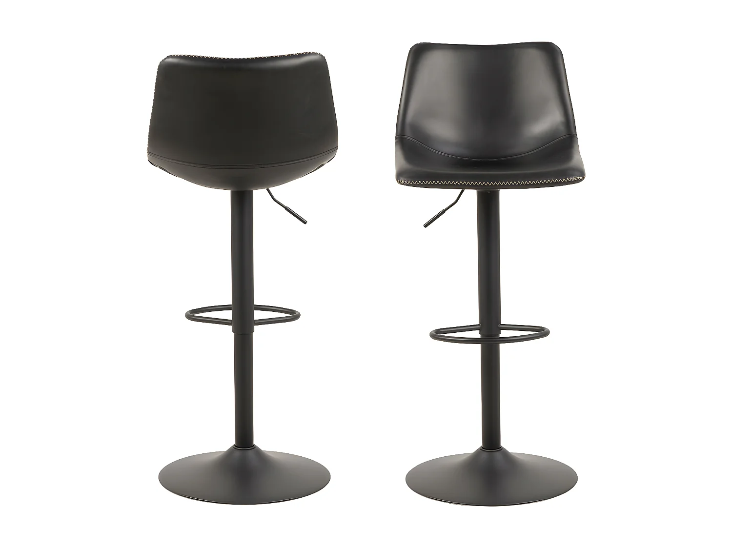 Anartia - Tabouret de bar réglable en simili et métal H61-83cm - Noir