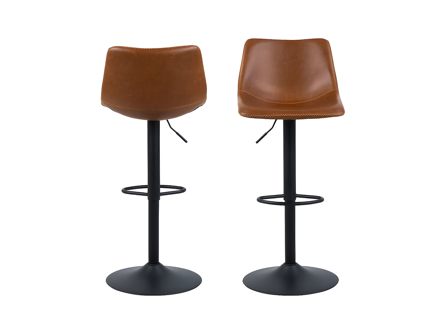Anartia - Tabouret de bar réglable en simili et métal H61-83cm - Marron