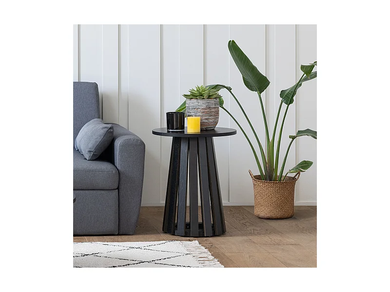 Table d'appoint ronde style scandinave noire LIV
