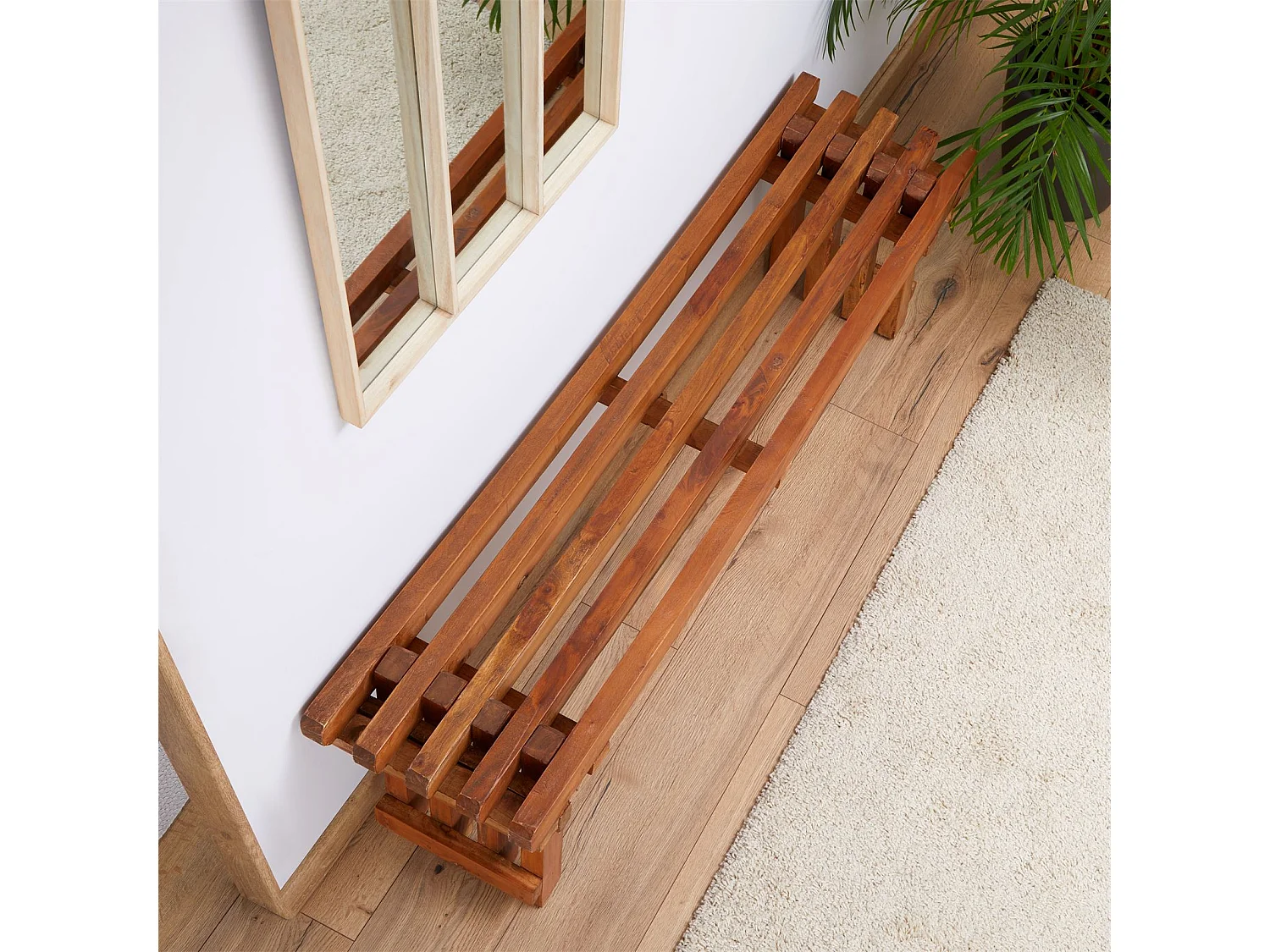 Banc BAVELLA meuble d'assise style maison de campagne, en acajou à la finition naturelle