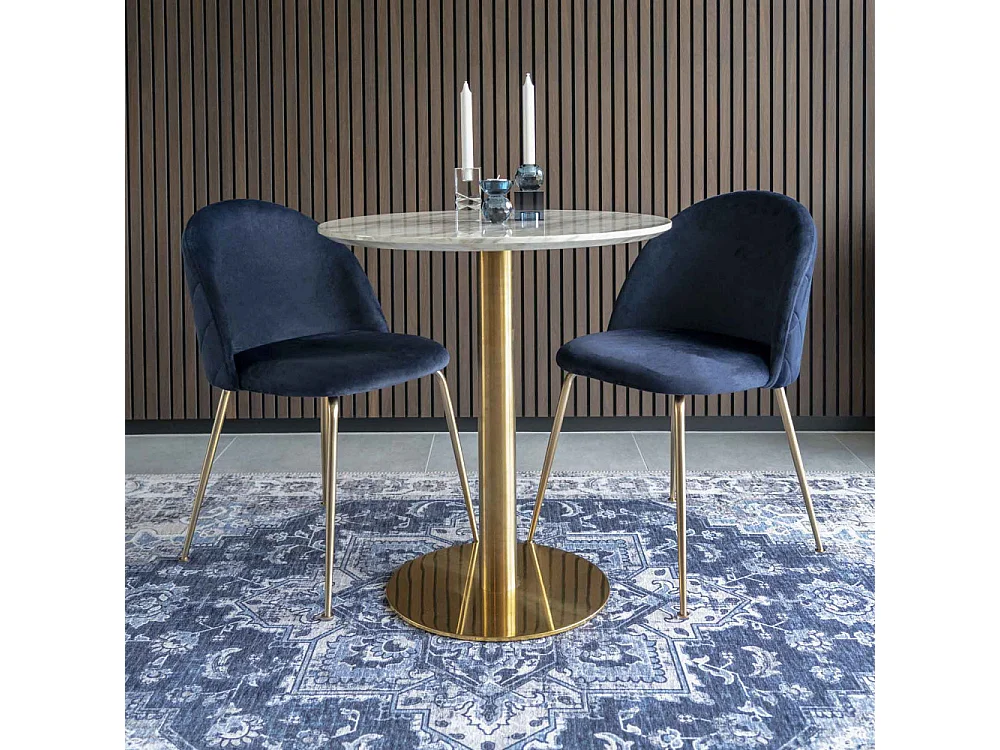 Lot de 2 chaises velours PINOZ – Élégance contemporaine-Bleu marine