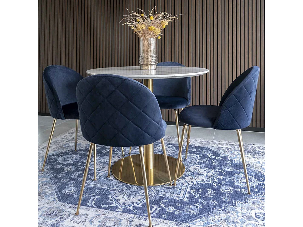 Lot de 2 chaises velours PINOZ – Élégance contemporaine-Bleu marine