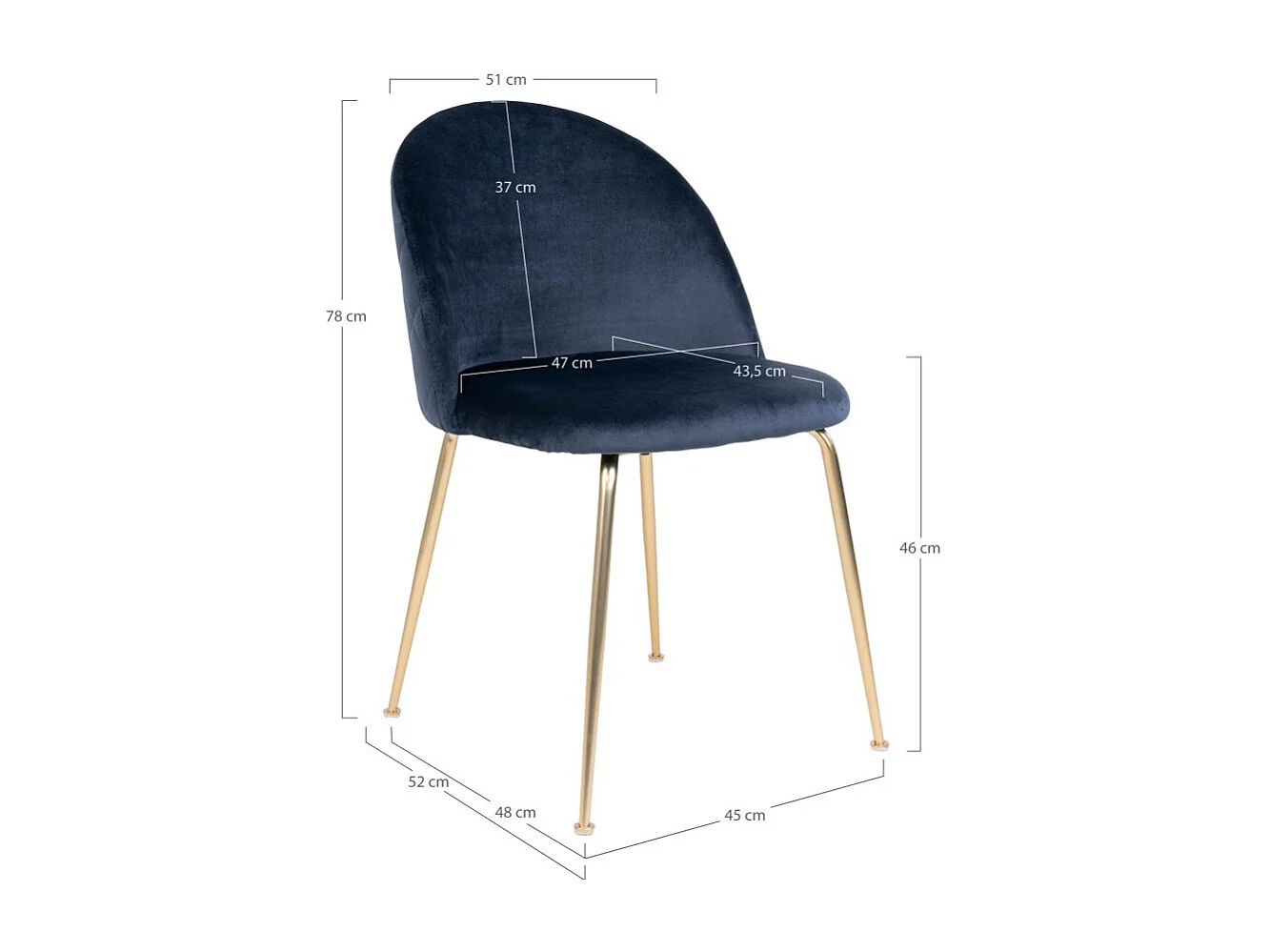 Lot de 2 chaises velours PINOZ – Élégance contemporaine-Bleu marine