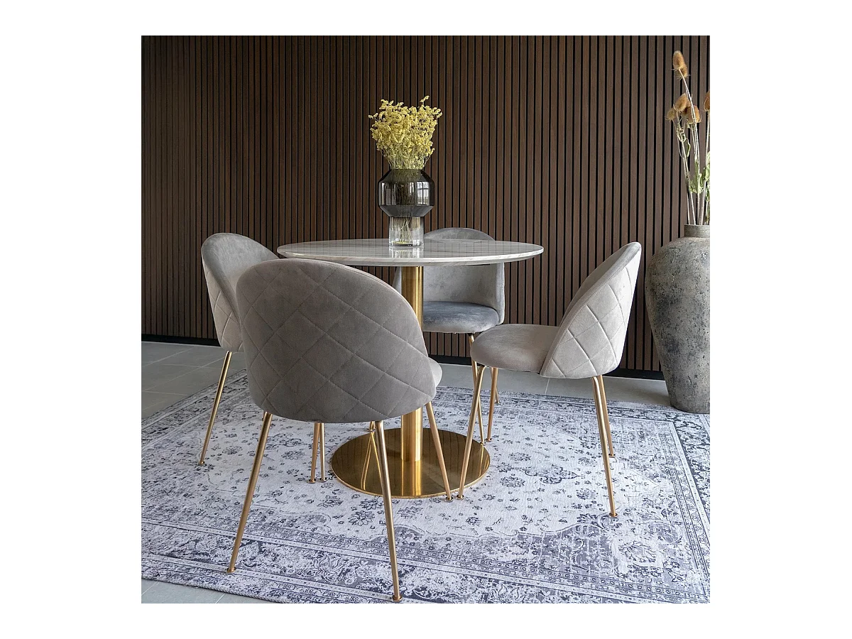 GENEVE - Lot de 2 chaises en velours avec pied doré