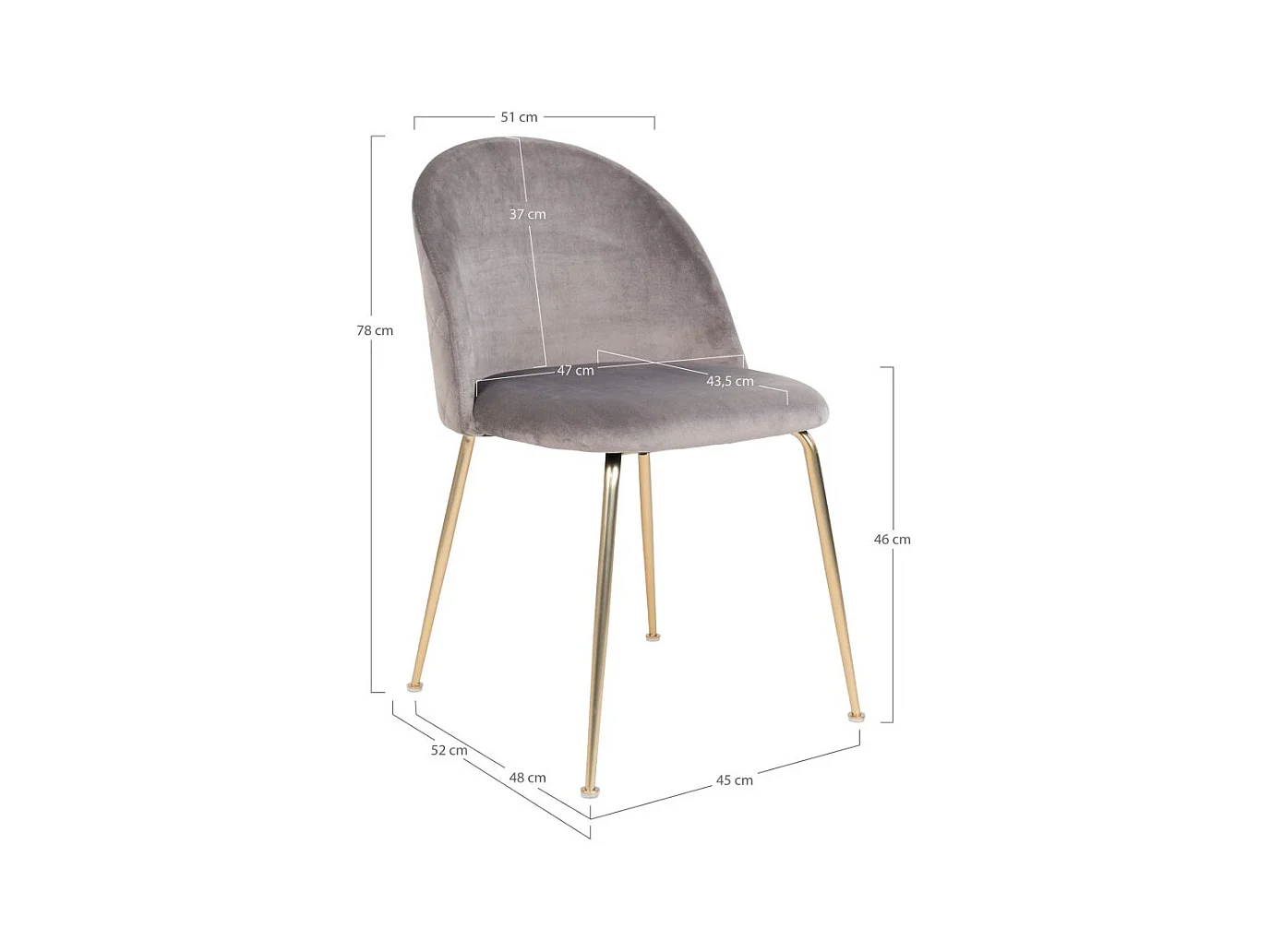 GENEVE - Lot de 2 chaises en velours avec pied doré