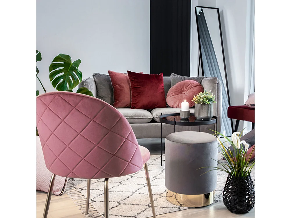 Set van 2 PINOZ fluwelen stoelen – Hedendaagse elegantie-Color Rosa
