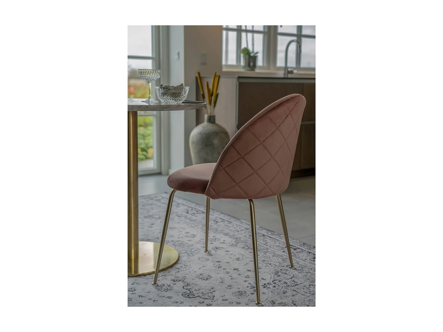 Lot de 2 chaises velours PINOZ – Élégance contemporaine-Rose