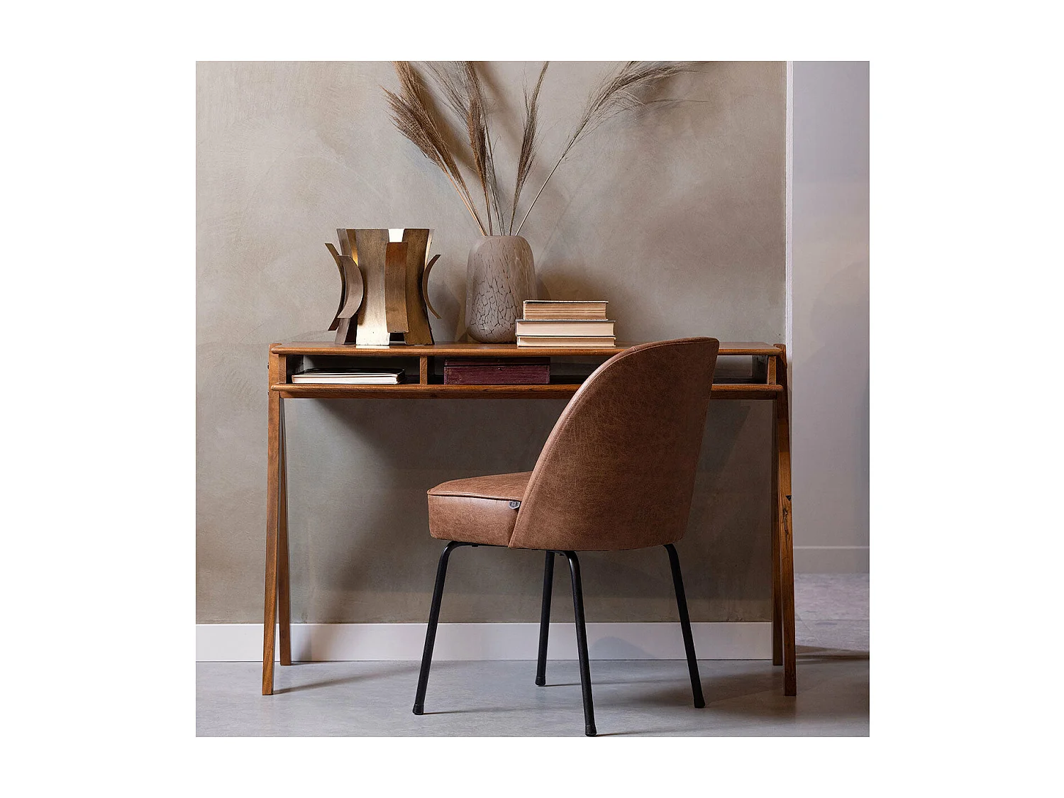 Lot de 2 chaises crapauds cuirs style rétro VOGUE - Camel