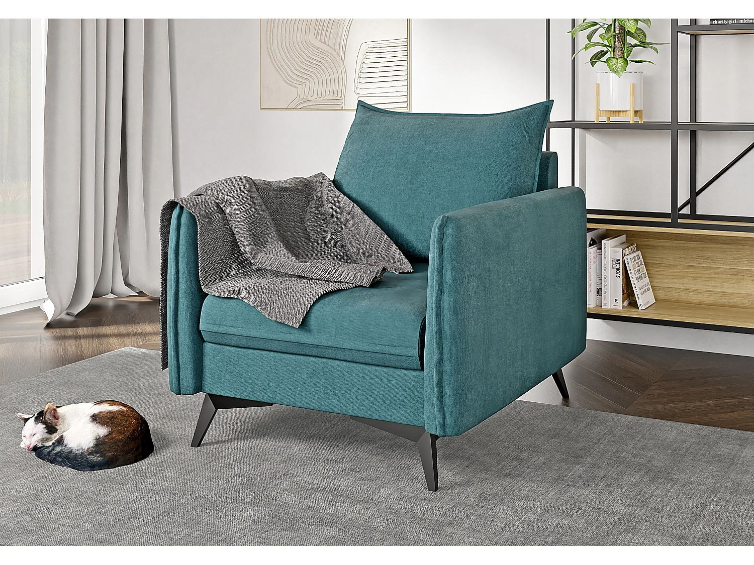 Modernes Polstergarnitur 3+2+1 Harris mit Schwarz Metall Füßen