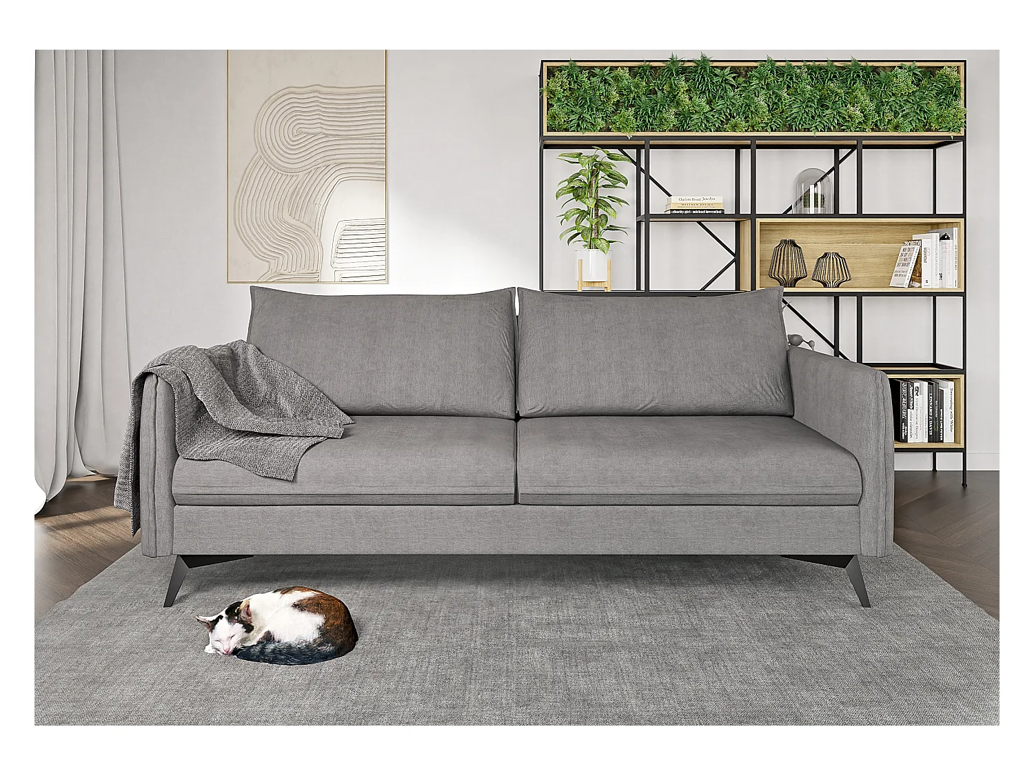 Modernes Polstergarnitur 3+2+1 Harris mit Schwarz Metall Füßen