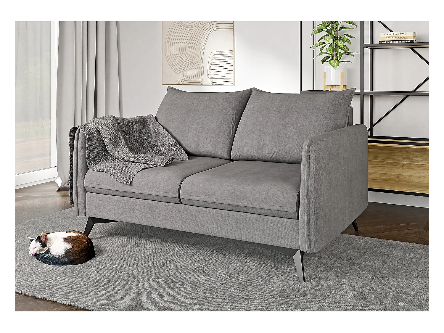 Modernes Polstergarnitur 3+2+1 Harris mit Schwarz Metall Füßen