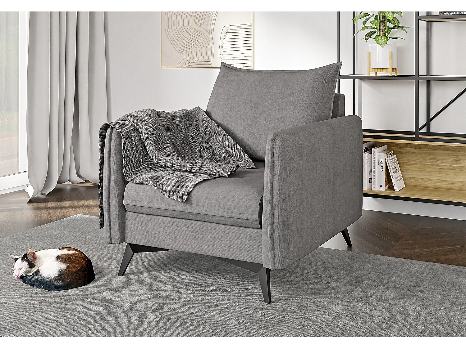 Modernes Polstergarnitur 3+2+1 Harris mit Schwarz Metall Füßen