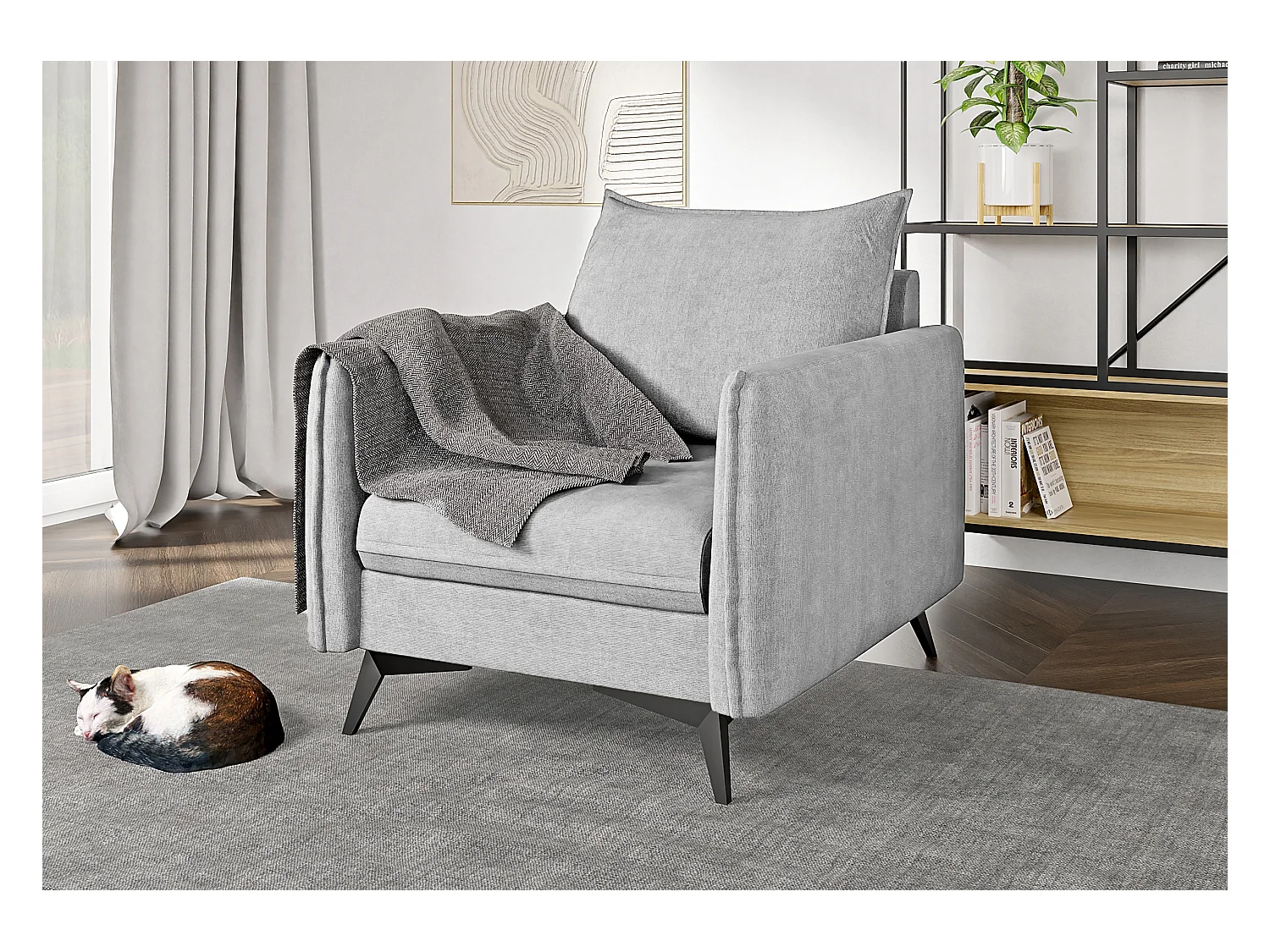 Modernes Polstergarnitur 3+2+1 Harris mit Schwarz Metall Füßen