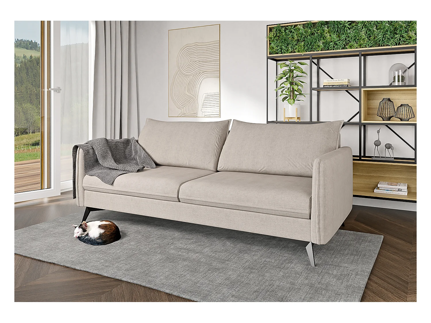 Modernes Polstergarnitur 3+2+1 Harris mit Schwarz Metall Füßen