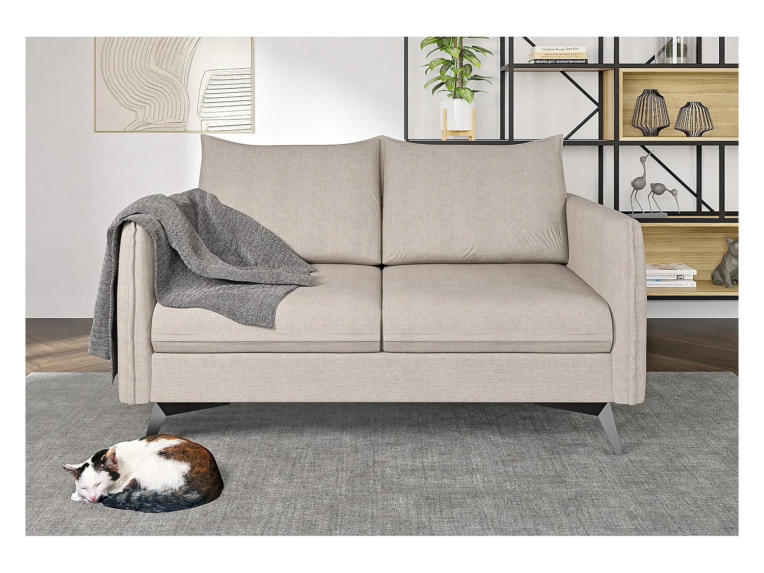 Modernes Polstergarnitur 3+2+1 Harris mit Schwarz Metall Füßen