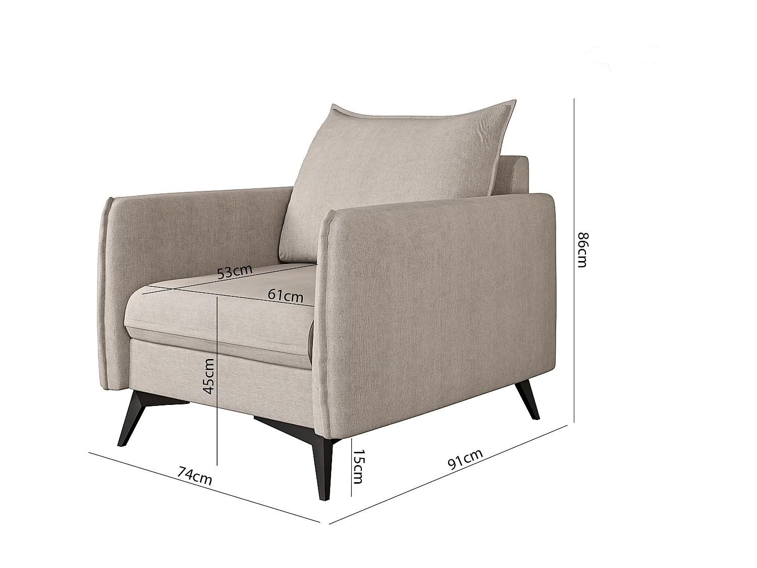 Modernes Polstergarnitur 3+2+1 Harris mit Schwarz Metall Füßen