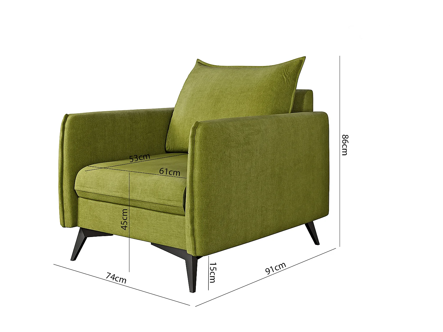 Modernes Polstergarnitur 3+2+1 Harris mit Schwarz Metall Füßen