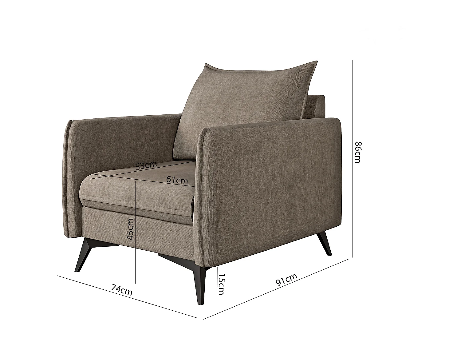 Modernes Polstergarnitur 3+2+1 Harris mit Schwarz Metall Füßen