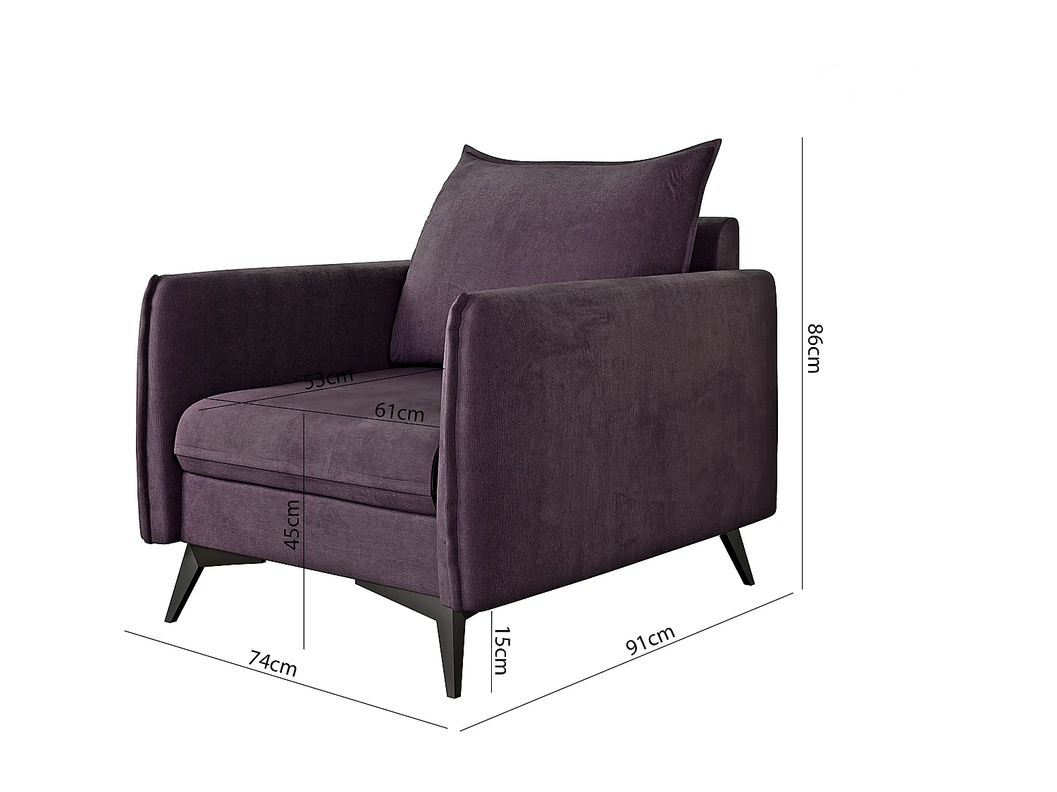 Modernes Polstergarnitur 3+2+1 Harris mit Schwarz Metall Füßen