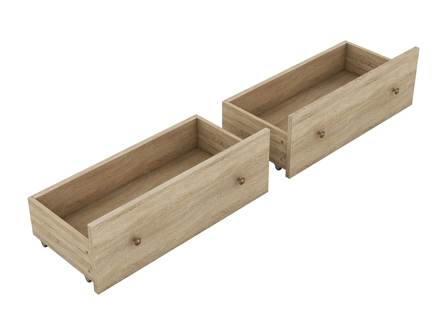 Lit adulte 160x200 cm lit double avec 2 tiroirs et chevet de rangement - couleur naturel - sans matelas