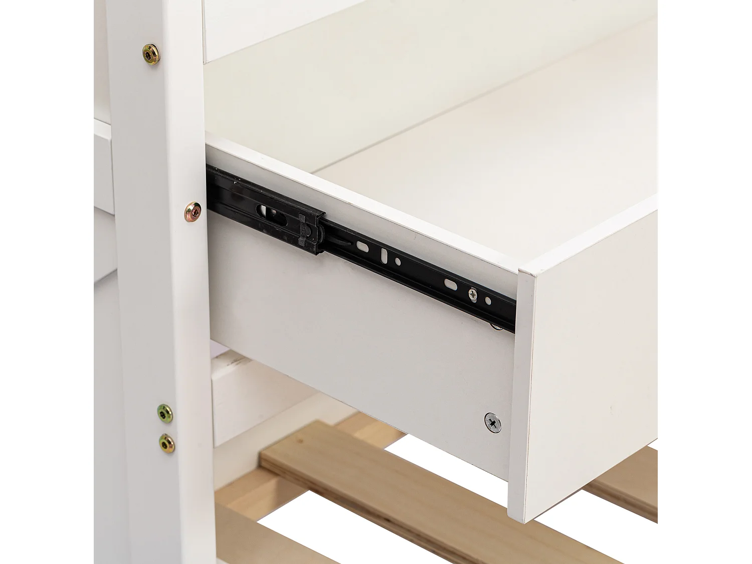 Lit enfant 90x190 cm lit simple avec lit gigogne, tiroirs et prise USB - bois massif - blanc - sans matelas