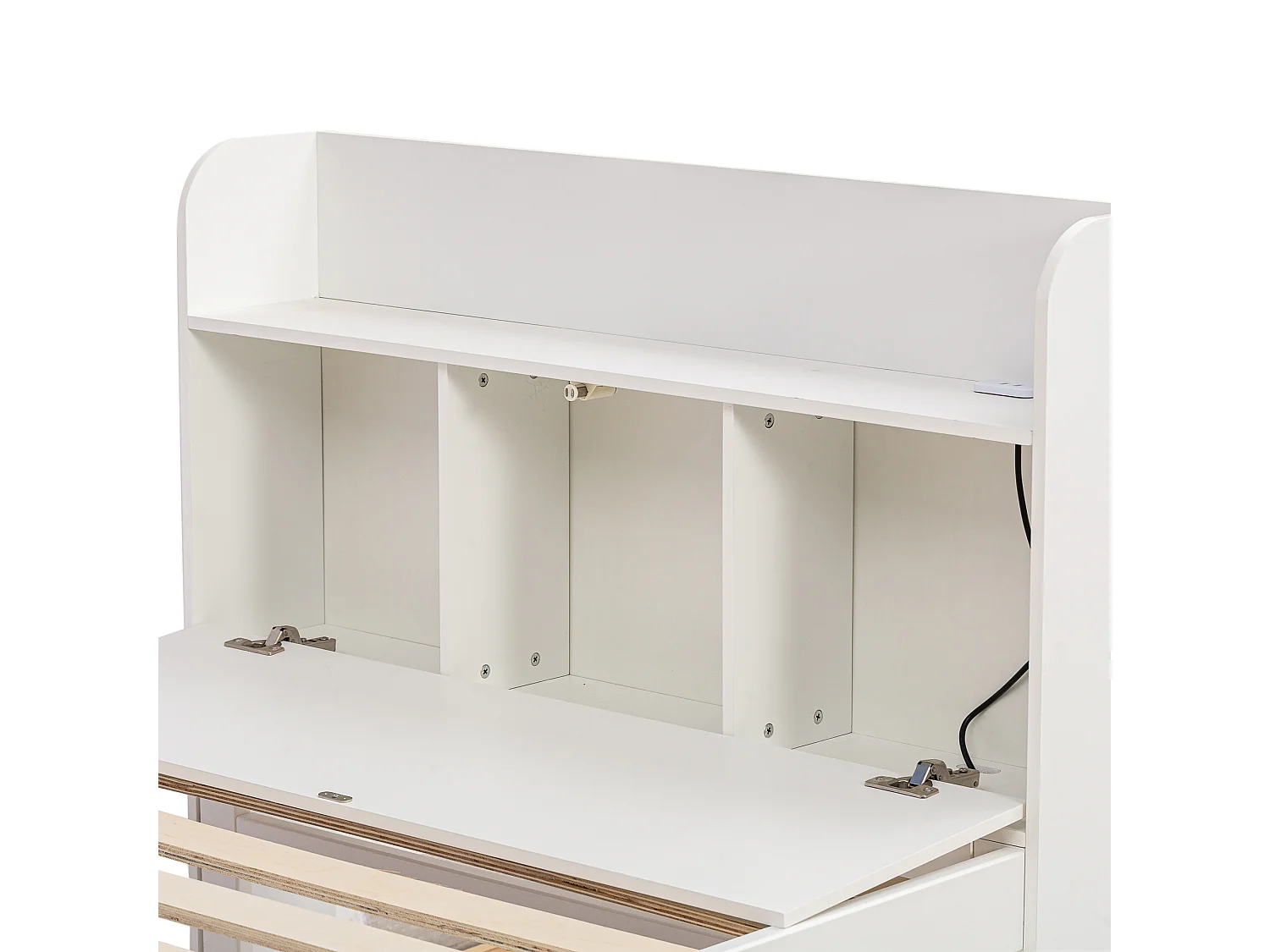 Lit enfant 90x190 cm lit simple avec lit gigogne, tiroirs et prise USB - bois massif - blanc - sans matelas