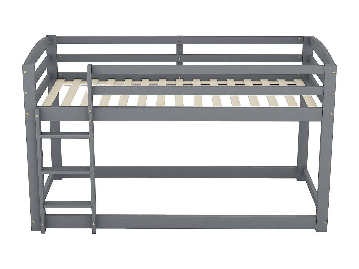 Lit superposé 90x200 cm lit enfant avec 1 sommier à lattes- bois de pin - gris - sans matelas