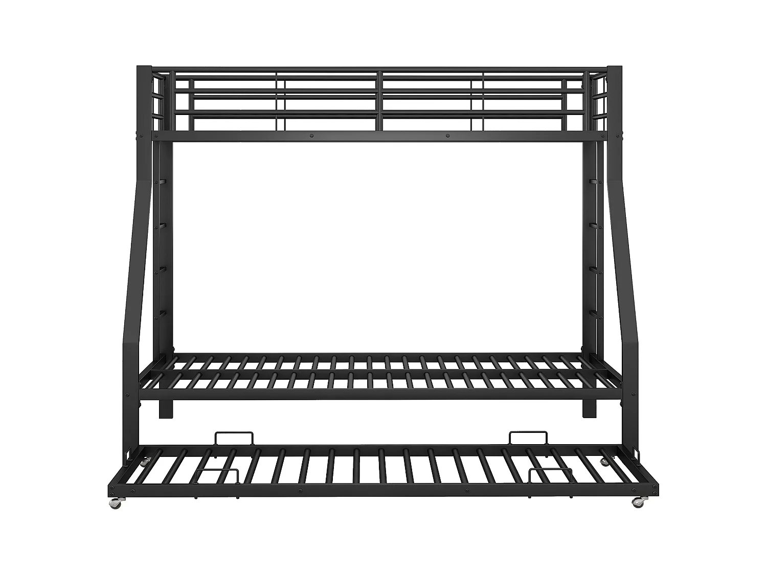 Literas 90/140x200 cm con 1 cama nido 90x190 cm y 3 somieres incluidos - negro