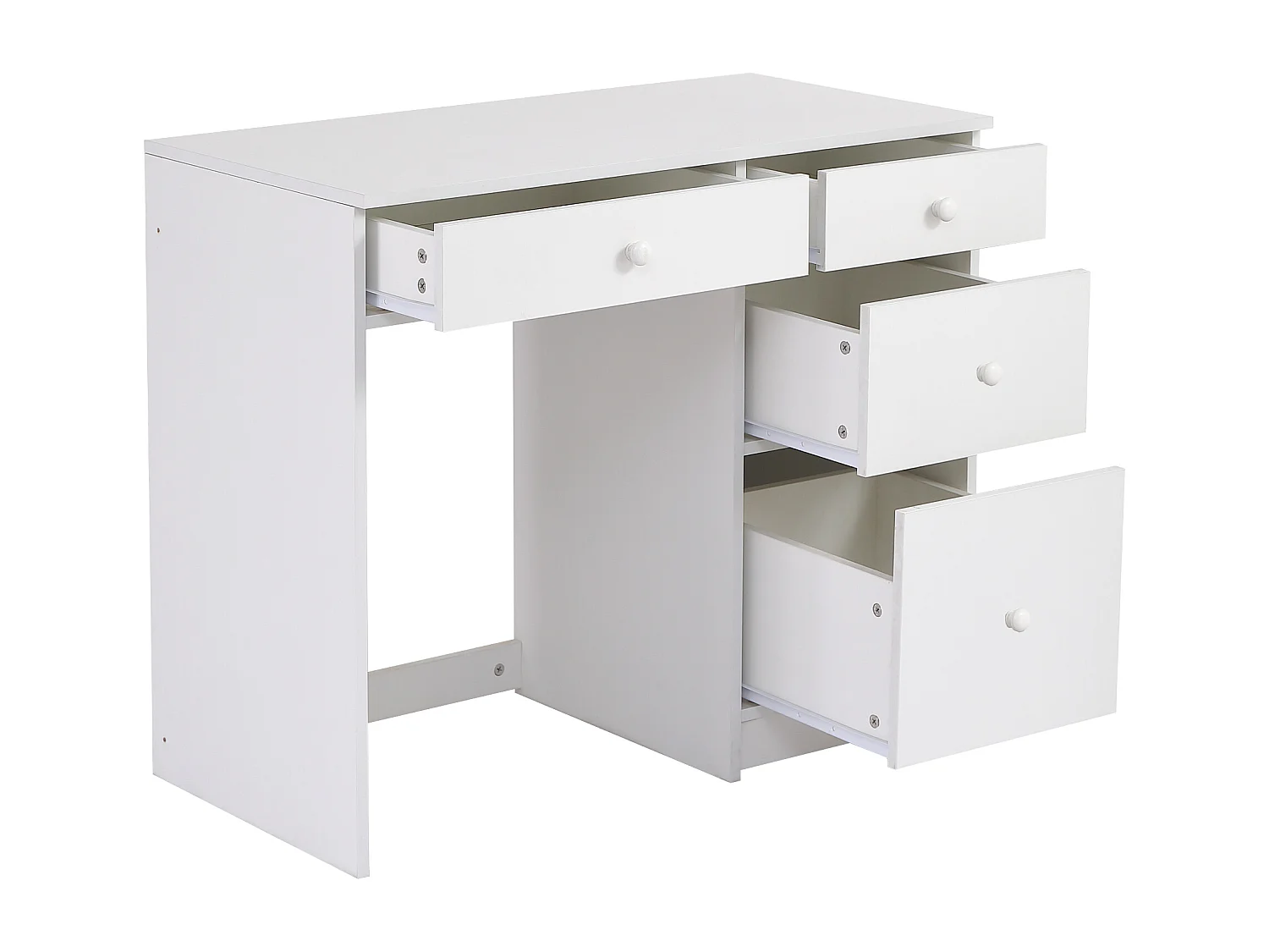 Lit mezzanine 90x200 cm Lit enfant avec armoires de rangement et table d'ordinateur lit en bois - blanc