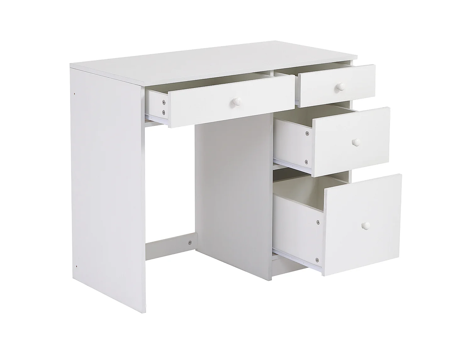 Lit mezzanine 90x200 cm avec armoires de rangement et table d'ordinateur lit en bois - blanc