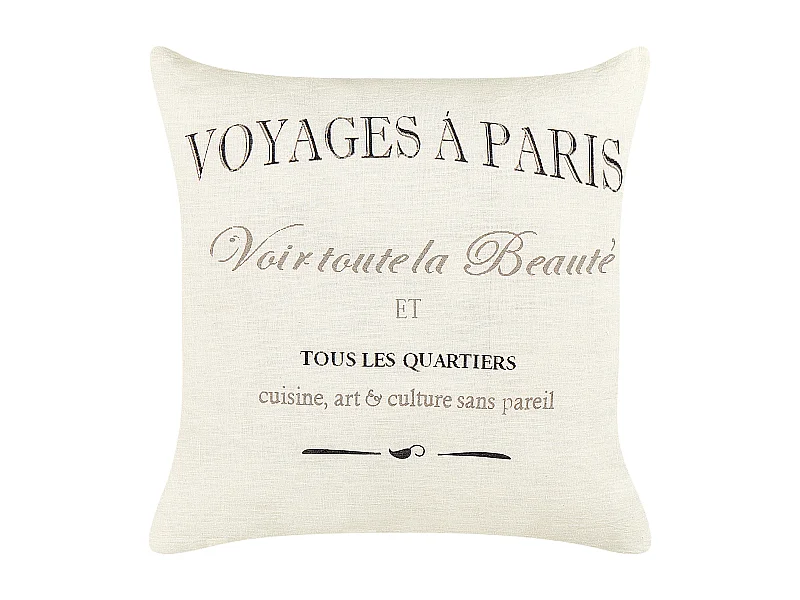 Lot de 2 coussins décoratifs MINDALA Lin 50 x 50 cm Blanc cassé Texte