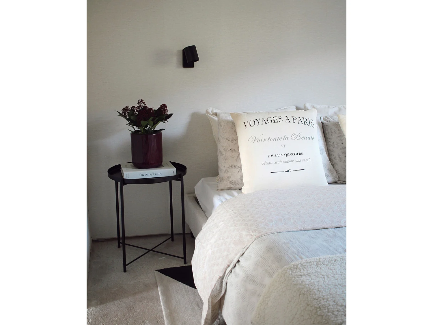 Lot de 2 coussins décoratifs MINDALA Lin 50 x 50 cm Blanc cassé Texte