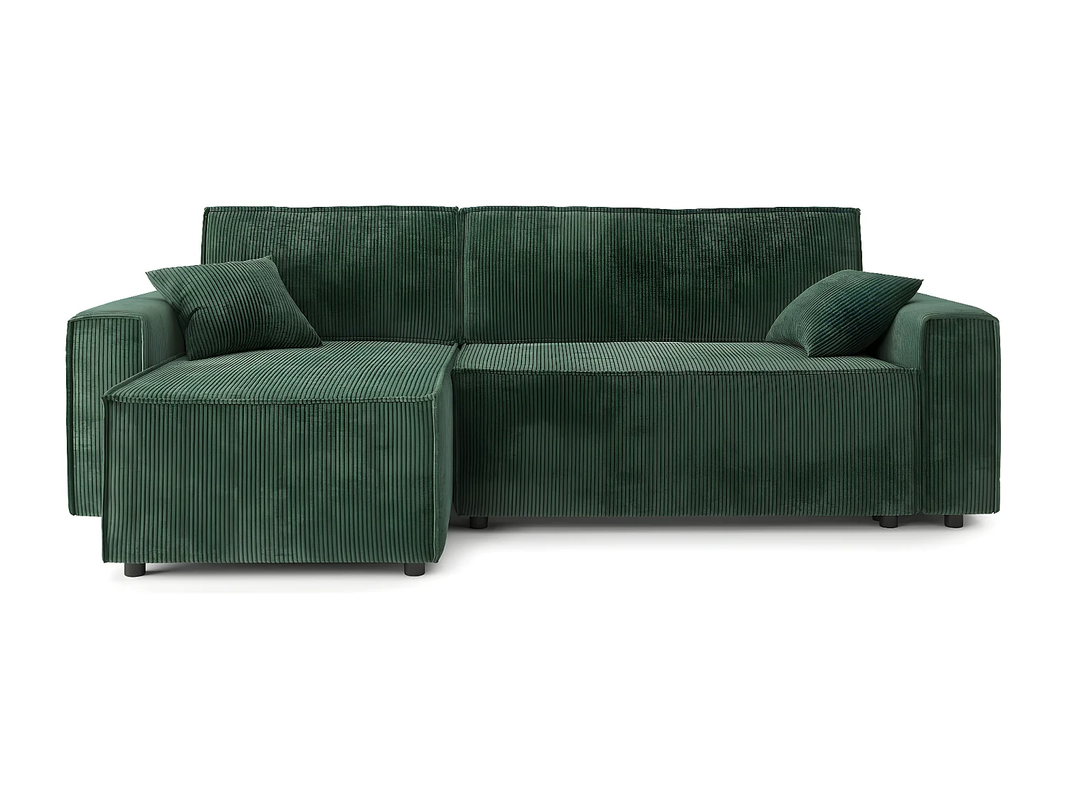 Canapé d'angle MIRA convertible et réversible velours côtelé vert