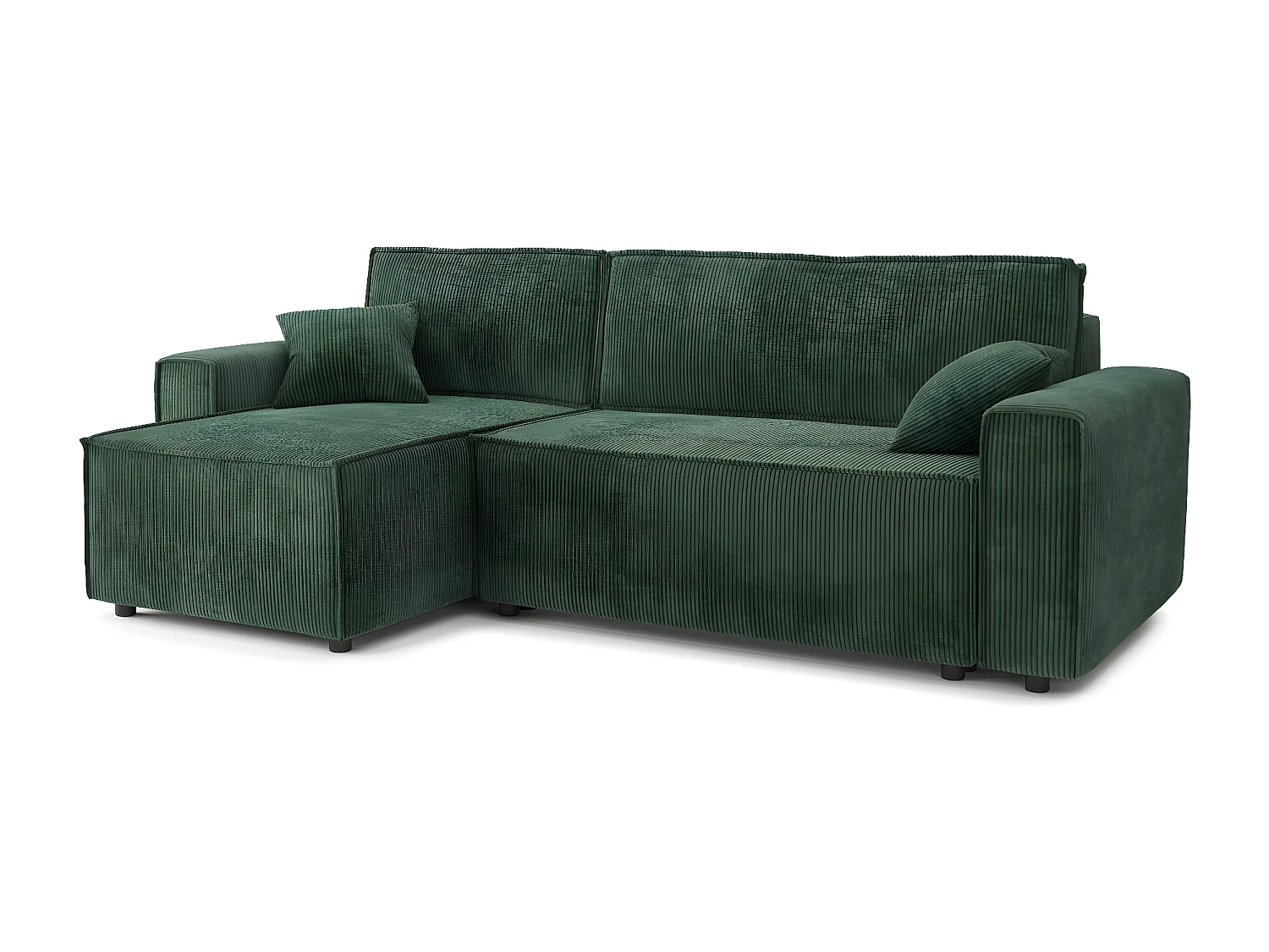 Canapé d'angle MIRA convertible et réversible velours côtelé vert