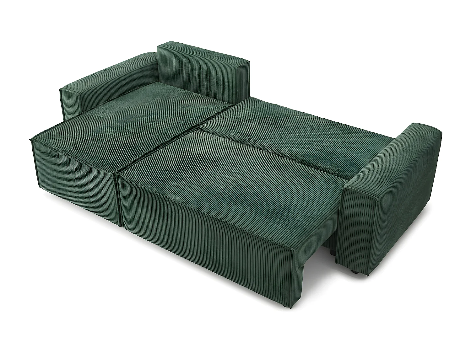 Canapé d'angle MIRA convertible et réversible velours côtelé vert